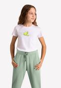 Koszulki dla dziewczynek - Biała bluzka dziewczęca z limonką T-LEMON JUNIOR - Volcano - miniaturka - grafika 1