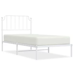 Metalowa rama łóżka z wezgłowiem, biała, 90x200 cm Lumarko! - Łóżka - miniaturka - grafika 3