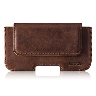 SURAZO Premium 100% skóra naturalna pokrowiec na pasek do Apple iPhone 14 Pro, etui skórzane – pozioma kabura etui ochronne [pełna skóra etui na telefon komórkowy] pokrowiec na pasek, etui skórzane - Etui i futerały do telefonów - miniaturka - grafika 1