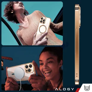 Etui MagSafe Case do iPhone 15 Pro Glamour Luxury obudowa Slim Ring Alogy Złote przezroczyste - Etui i futerały do telefonów - miniaturka - grafika 10