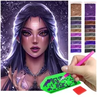 Zabawki kreatywne - Haft Diamentowy ARTULIO, Obraz DIY 5D, Diamond Painting, Mozaika Diamentowa 30X40cm (Magiczna kobieta) + Zestaw Akcesoriów - miniaturka - grafika 1