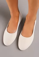 Baleriny - Złote Balerinki z Materiałową Cholewką i Okrągłym Noskiem Rililena - miniaturka - grafika 1