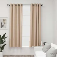 Zasłony - vidaXL Zasłony stylizowane na lniane, 2 szt., beżowe, 140x175 cm - miniaturka - grafika 1