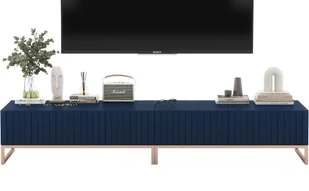 Szafka RTV Glamour Stolik Uniwersalna Komoda RTV Granatowy Mat 220 cm Zestaw Ramy metalowe - Szafki RTV Szafka RTV Glamour Stolik Uniwersalna Komoda RTV Granatowy Mat 220 cm Zestaw Ramy metalowe - Szafki RTV - miniaturka - grafika 1
