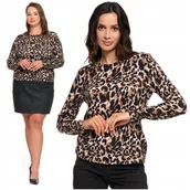 Bluzki damskie - Elegancka Bluzka Damska w Panterkę Wzorzysta Modna Na Długi Rękaw MORAJ S - miniaturka - grafika 1