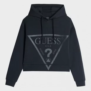 Damska bluza dresowa nierozpinana z kapturem Guess New Alisa Hooded - czarna - GUESS - Bluzy sportowe damskie - miniaturka - grafika 1