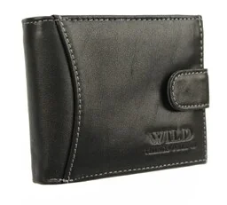 Portfel Męski WILD Skóra Licowa Mały Poziomy Z Zapięciem RFID 5504-1 11.5 x 8.5 x 2 [cm] - Portfele - miniaturka - grafika 1
