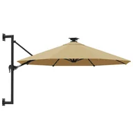 Parasole ogrodowe - Parasol ścienny z oświetleniem LED taupe Dulla - miniaturka - grafika 1