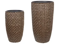 Donice - Zestaw 2 doniczek na kwiaty z technorattanu brązowy CEDRUS - miniaturka - grafika 1