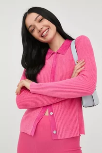Swetry damskie - Pinko kardigan damski kolor różowy lekki - grafika 1