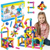 Klocki - DUŻE KLOCKI MAGNETYCZNE KONSTRUKCYJNE EDUKACYJNE STICKS PATYCZKI XXL 98 ele - miniaturka - grafika 1