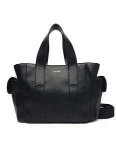 Calvin Klein Torebka Webbing Strap Small Tote LV04F3290G Czarny - Torebki damskie - miniaturka - grafika 1
