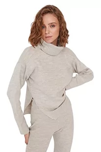 Trendyol Damska bluza z golfem zwykły regularny sweter, BEŻOWY, M - Swetry damskie - miniaturka - grafika 1