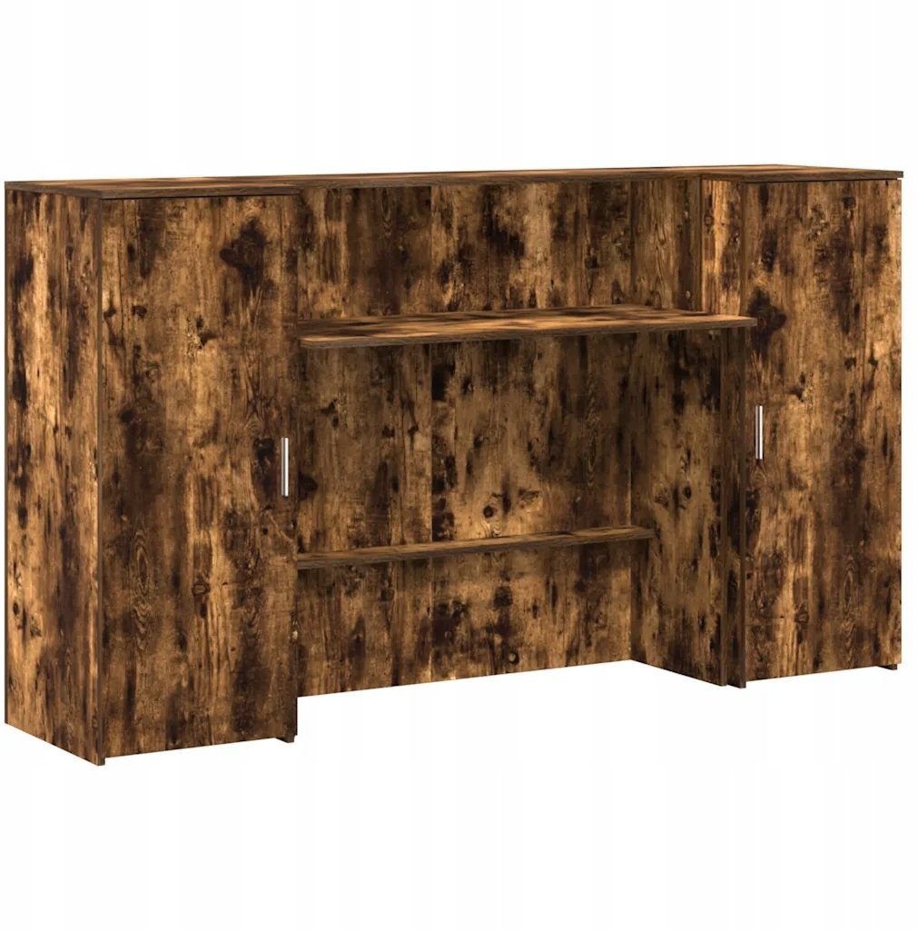 Biurko recepcyjne dąb wędzony 180x50x103,5 cm Drewno klejone