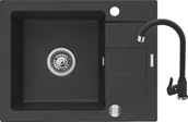 Zlewozmywaki z baterią - ZESTAW PYRAMIS SPARTA (59x44) 1B 1D + LUNGO czarny (nakrapiany) (070073701L) - miniaturka - grafika 1