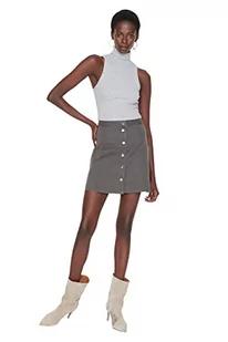 TRENDYOL Women's damska mini spódnica ołówkowa trapezowa trapezowa, szara, 36, Gray, 36 - Spódnice - miniaturka - grafika 1