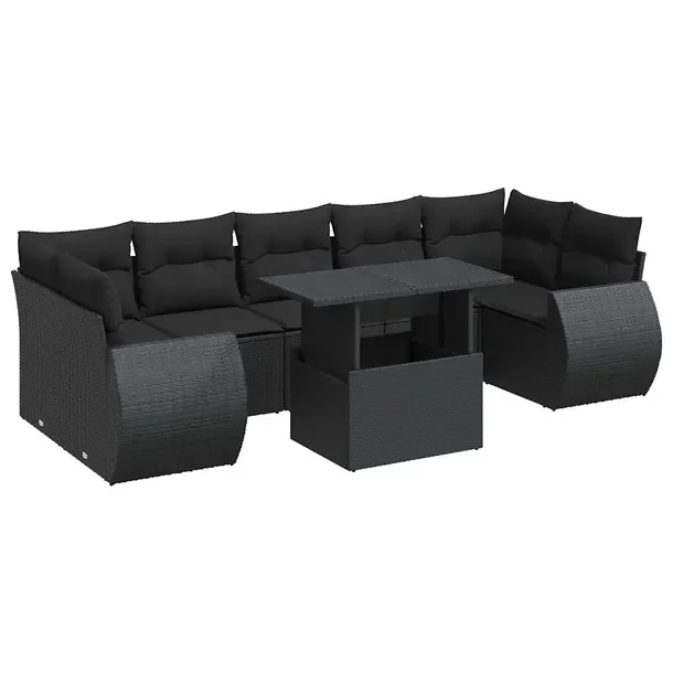 Zestaw wypoczynkowy rattan PE, czarny, wymiary: 55 x 62 x 69 cm, 62 x 62 x
