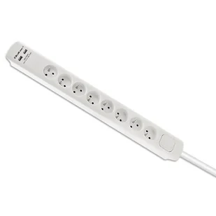 QOLTEC Listwa antyprzepięciowa 8 gniazd 2xUSB 1.8m Biała 50286 - Listwy zasilające - miniaturka - grafika 1