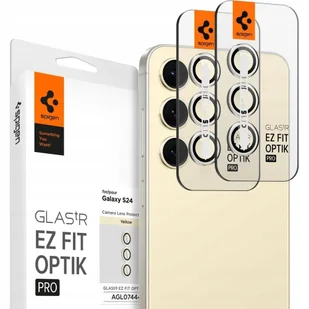 Szkło na aparat Spigen Glas.tR Ez Fit Optik Pro 2-Pack do Galaxy S24, żółte - Szkła hartowane na telefon - miniaturka - grafika 1