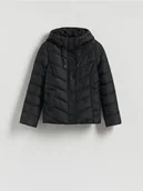 Kurtki damskie - Reserved - Pikowana kurtka z kapturem - czarny - miniaturka - grafika 1