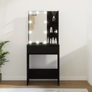 vidaXL Toaletka z oświetleniem LED, czarna, 60x40x140 cm - Toaletki - miniaturka - grafika 1