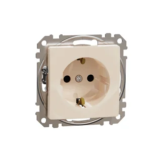 Schneider Gniazdo z/u Schuko z przesłonami SEDNA Design & Elements beżowe - Gniazdka elektryczne - miniaturka - grafika 1