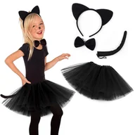 Stroje karnawałowe - Klasyczne kocie przebranie w stylu tutu - kot czarne uszy - 30 cm - miniaturka - grafika 1