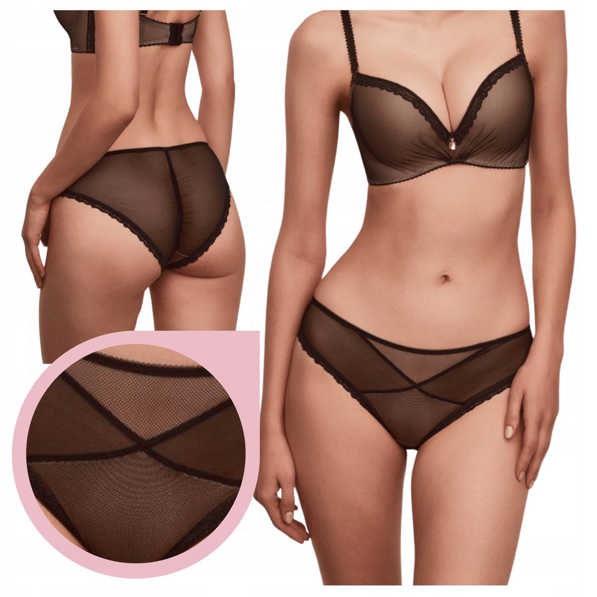 Majtki Alles Nocturn 02 Czarne siateczkowe figi damskie - L