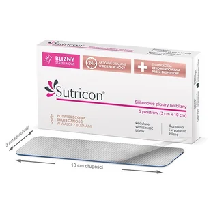 Sutricon plastry silikonowe na blizny 3x10cm x5 sztuk - Problemy skórne - miniaturka - grafika 1