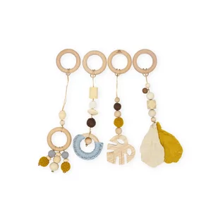 Zawieszki do stojaka edukacyjnego Żółte 4-części - Zwergensache - Grzechotki dla dzieci - miniaturka - grafika 1