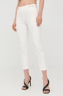 Spodnie damskie - Morgan spodnie damskie kolor biały fason cygaretki high waist - grafika 1