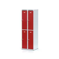 Szafki BHP - Alfa 3 Szafka ubraniowa 4-drzwiowa, drzwi czerwone, zamek obrotowy 1261691 - miniaturka - grafika 1