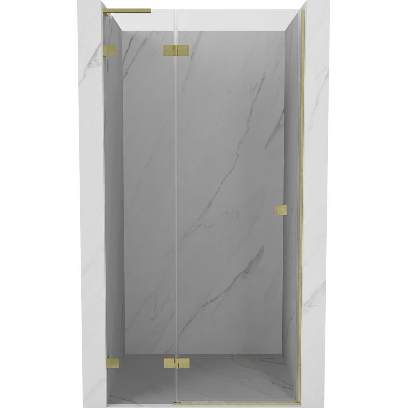 Mexen Lunar L drzwi prysznicowe uchylne lewe 115 cm, transparent, złote szczotkowane - 834L-115-000-55-00-L