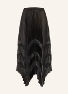 Spódnice - Claudie Pierlot Plisowana Spódnica Z Satyny Z Koronką schwarz - miniaturka - grafika 1