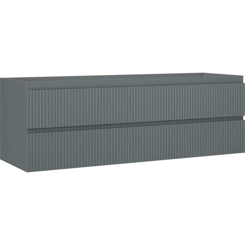 Mexen Rivel szafka łazienkowa podumywalkowa 140 cm, 2 szuflady, ryflowana , grafit mat - 91A20-14047-2-BFF66
