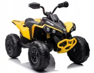 Pojazdy elektryczne dla dzieci - Quad Na Akumulator Can-Am Licencja 4x45W 12V Ekoskóra Koła Eva Żółty - miniaturka - grafika 1