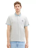 Koszulki męskie - TOM TAILOR Męska koszulka polo z paskami, 30869 - Ice Blue Offwhite Finestripe, M - miniaturka - grafika 1