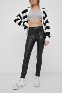 Spodnie damskie - Only Spodnie damskie kolor czarny dopasowane medium waist - grafika 1