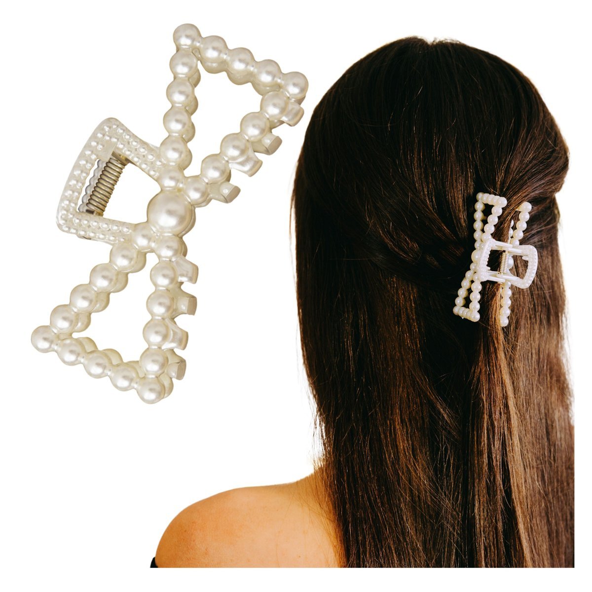 Klamra do Włosów Biała Ozdobna z Perłami Spinka Ślubna Lekka i Wygodna