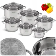 Zestawy garnków i patelni - ZESTAW GARNKÓW 12el. DUŻY Komplet Garnków STAL NIERDZEWNA INDUKCJA ZMYWARKA - miniaturka - grafika 1