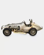 Figurki dekoracyjne - Kultowy Samochód Wyścigowy Srebrny Bolid Retro Model Metalowy - miniaturka - grafika 1