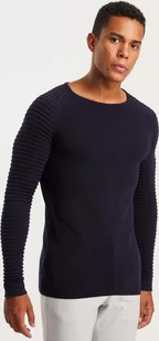 Leif Nelson sweter męski z okrągłym dekoltem z cienkiej dzianiny z okrągłym dekoltem LN-20729, granatowy / XXL - Swetry męskie - miniaturka - grafika 1