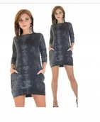 Bluzki damskie - CZARNA TUNIKA DRESOWA PPREZENT dla NIEJ EXTRA OKAZJA - miniaturka - grafika 1