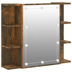 Lumarko Szafka z lustrem i LED, opalany dąb, 70x16,5x60 cm - Toaletki - miniaturka - grafika 3