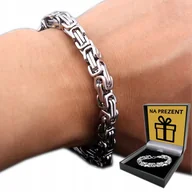 Bransolety męskie - BRANSOLETA Srebrna Męska Bransoletka GRUBA 21cm Splot KRÓLEWSKI Bizantyjski - miniaturka - grafika 1