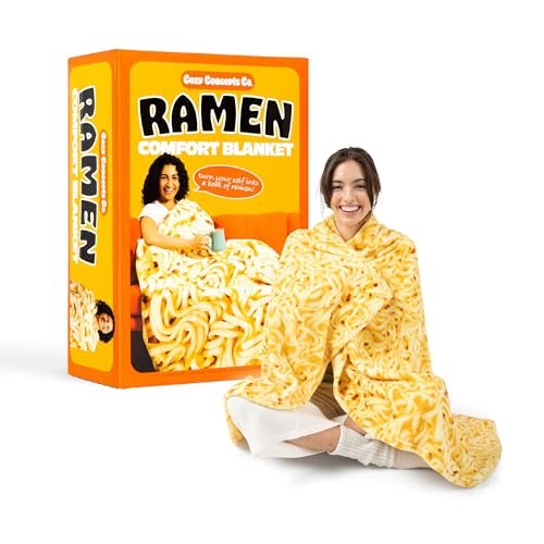 Cozy Concepts Co. Ramen Comfort Blanket by Relatable, Super Soft Plush Throw for Teens and Kids, A Cozy Dorm Room Essential, Fun Back to School Stuff & Perfect Comfort Gift for Students