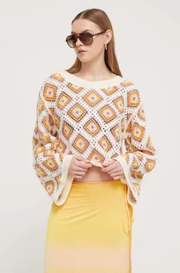 Desigual sweter damski kolor beżowy lekki - Swetry damskie - miniaturka - grafika 1