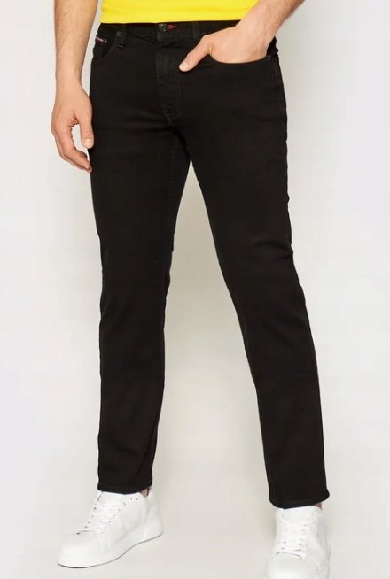 TOMMY HILFIGER CZARNE PROSTE SPODNIE JEANSOWE CZARNE C 6EA