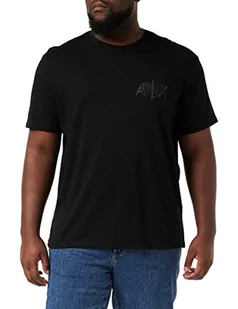 Armani Exchange Koszulka męska z krótkim rękawem, okrągły dekolt, logo na przodzie, czarny, S - Koszulki męskie - miniaturka - grafika 1