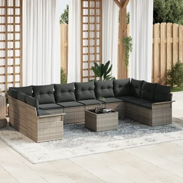 Modułowy zestaw sof ogrodowych, rattan, szary, 5 elementów, 70 cm